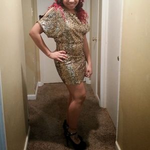 Gold sequins  fitted dress